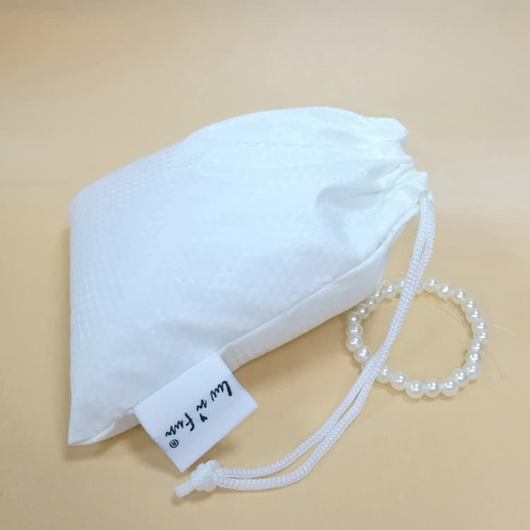 Drawstring Satin Pouch Bag with Label Logo