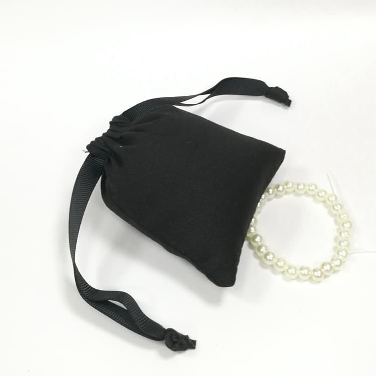 Black Twill Cotton Custom color Drawstring Pouch Bag