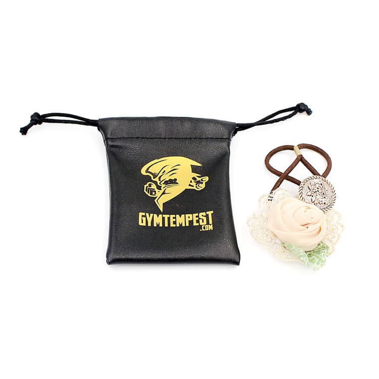 Golden Logo PU Leather Bag With String