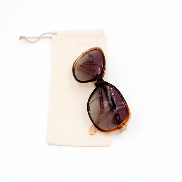 Natural Cotton Drawstring Sunglasses Pouch Bag