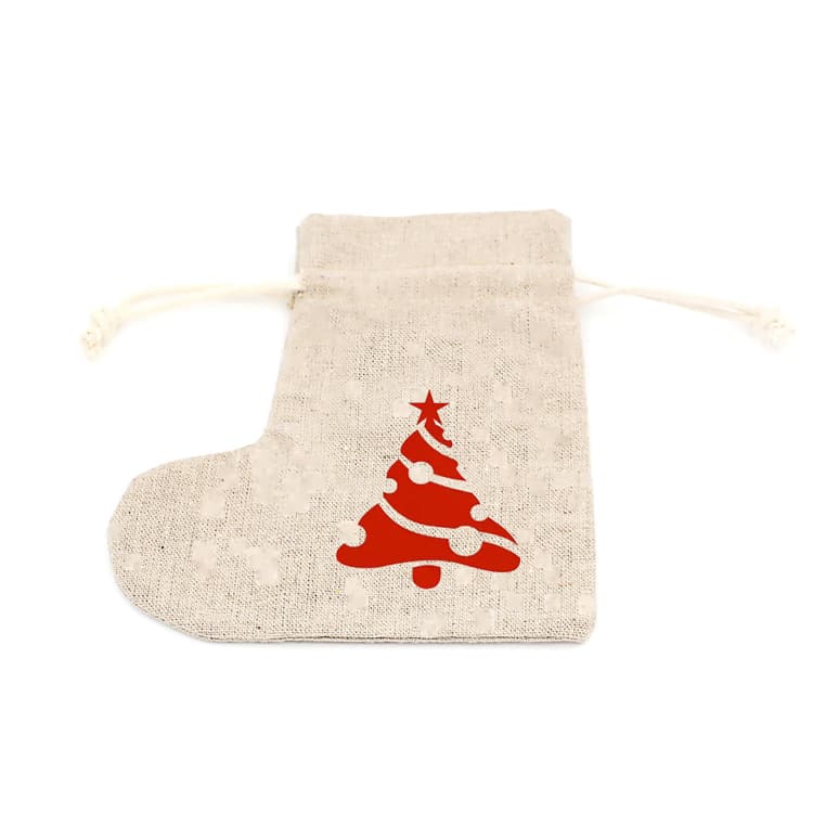 Christmas Stocking Linen Gift Bag