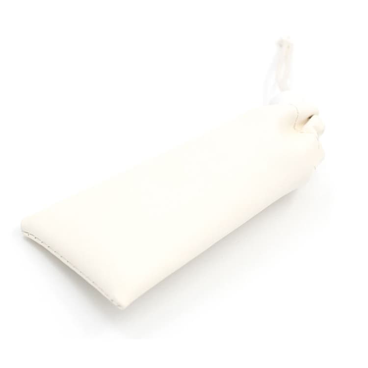 Cream White Drawstring PU Leather Pouch Bag