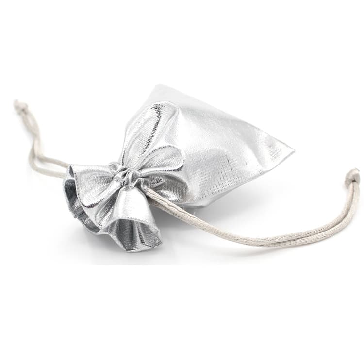 Silver Shining Satin Hair Pouch Gift Bag