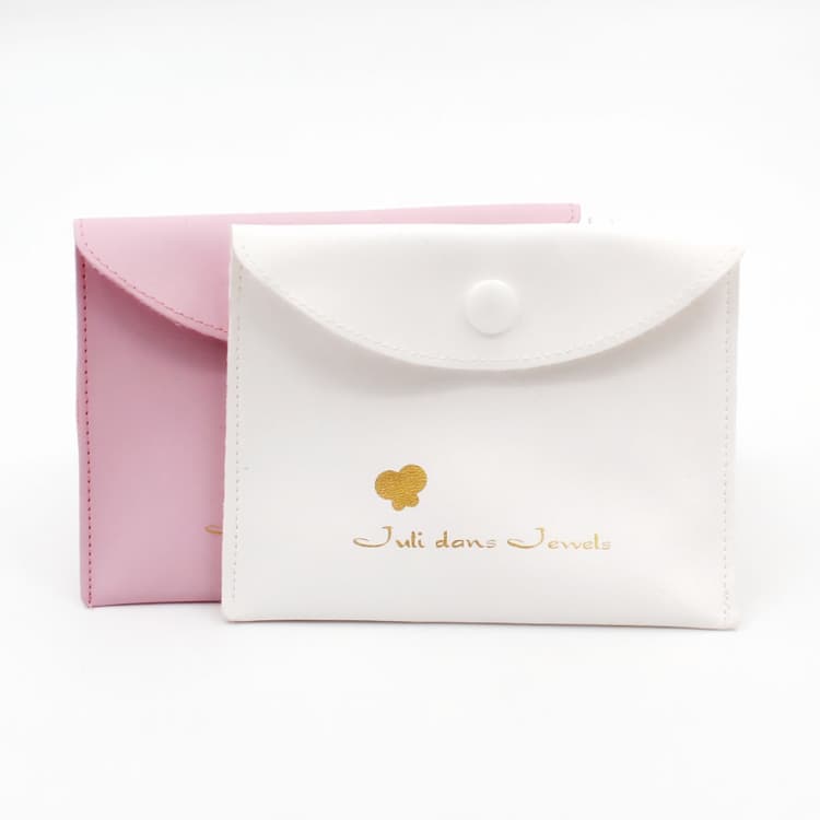 Golden Logo Envelope PU Pouch With Flap and Snap