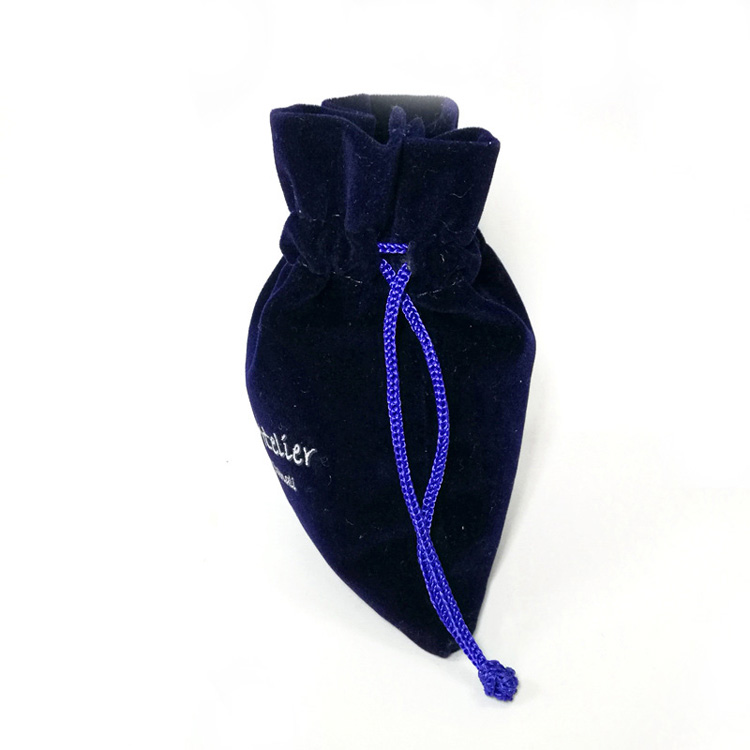 Silk Printing Logo Velvet Drawstring Pouch Bag