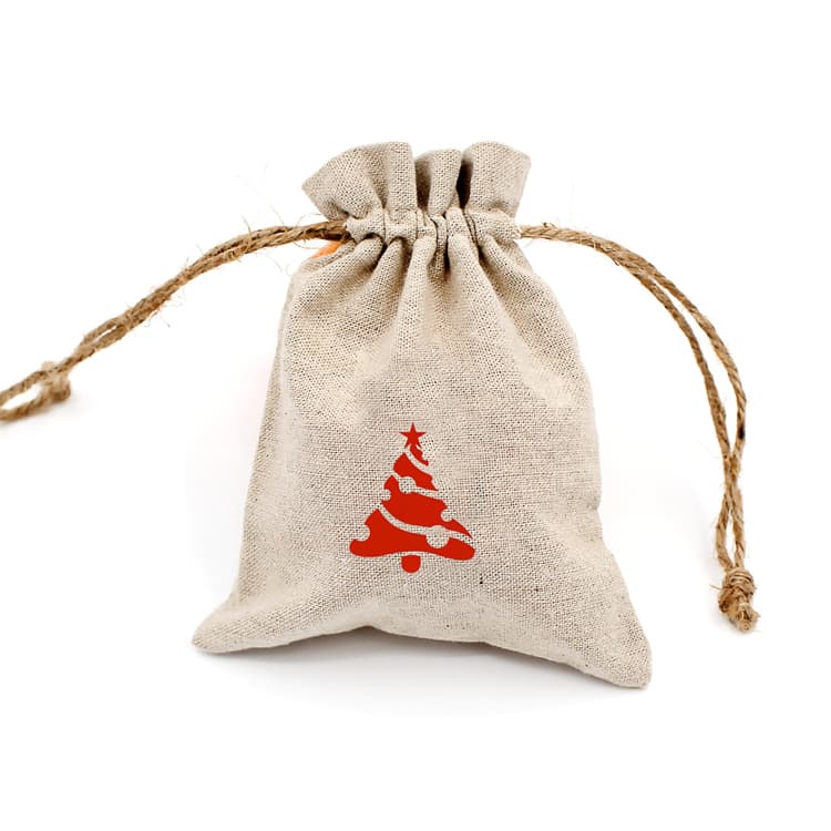 Linen Christmas Gift Drawstring Bag