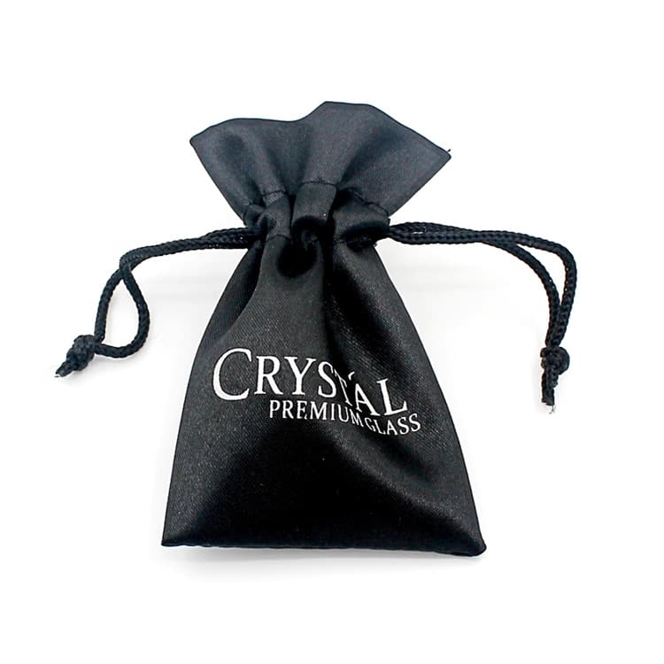 Drawstring Satin Crystal Pouch with Logo