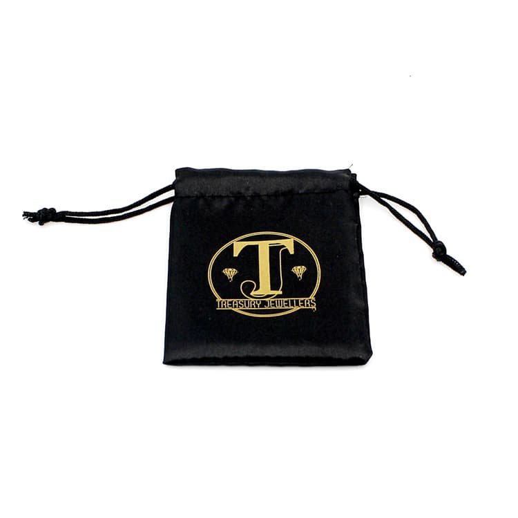 Golden Logo Drawstring Satin Crystal Pouch Bag