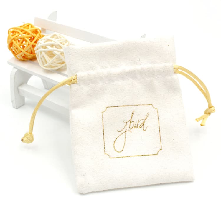 High Quality Small Suede Jewelry Pouch With Golden Logo