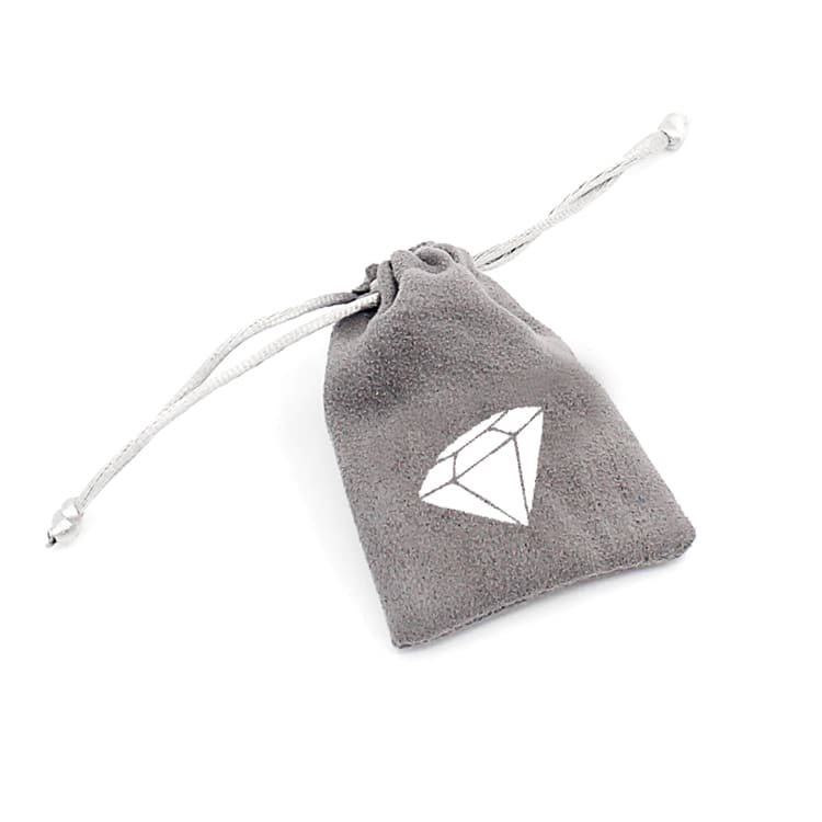 Grey Small Suede Jewelry Pouch Bag With Logo