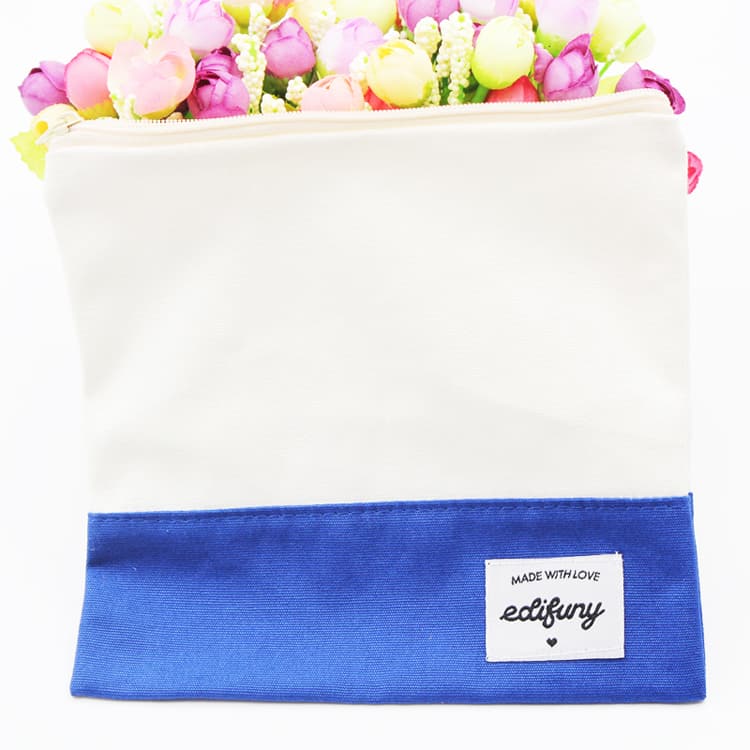 Splicing Canvas Zipper Pouch With Printed Label Logo