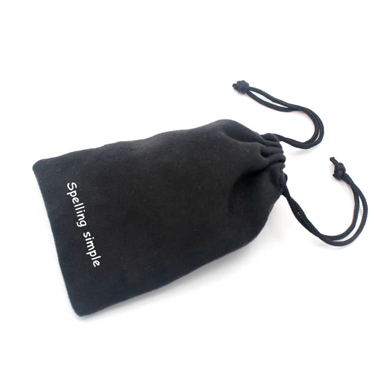 Silk Printed Logo Suede Drawstring Jewelry Pouch Bag