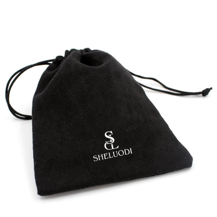 Suede Drawstring Jewelry Pouch Bag With Logo