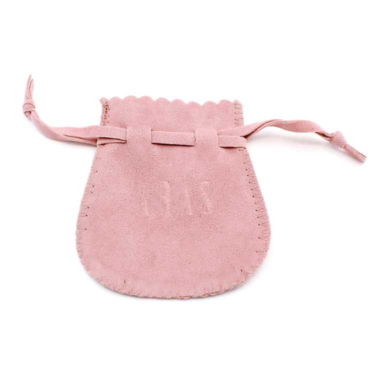 Embossing Logo Gourd Shape Suede Drawstring Pouch Bag