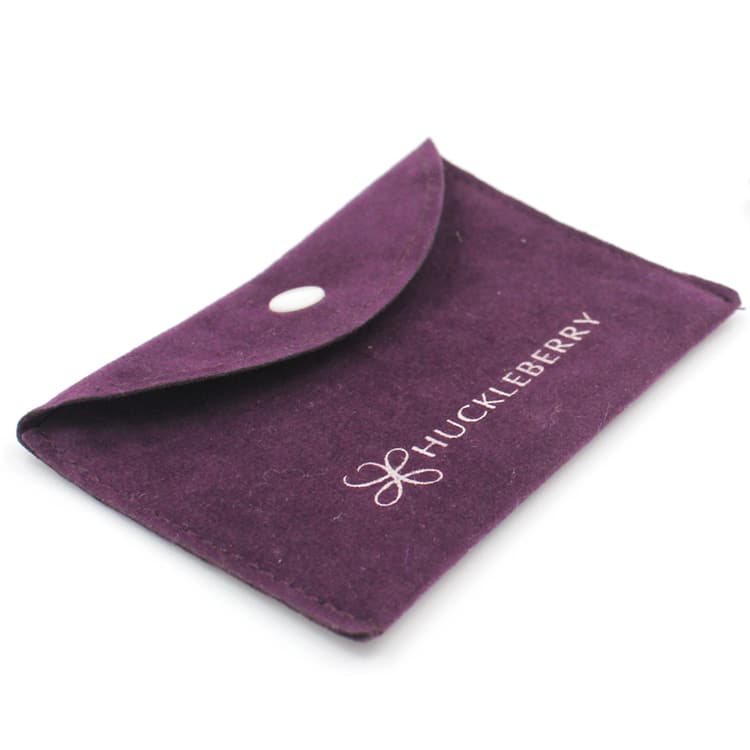 Dark Purple Envelope Suede Pouch Bag With Logo Print