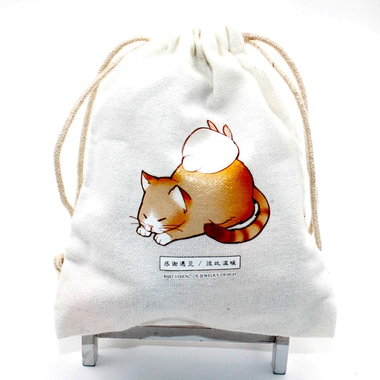 Hot Transfer Logo Canvas Drawstring Pouch