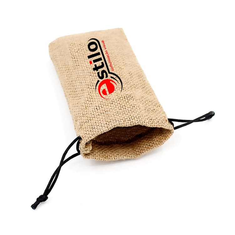 Custom Logo Printed Natural Burlap Hessian String Bag