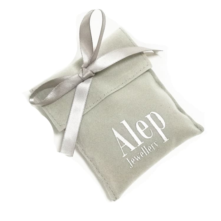 Silver Logo Bow knot Suede Jewelry Pouch Bag